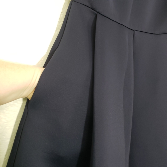Slate & Willow navy blue scuba fit and flare tea length sleeves dress size XS - Picture 3 of 9